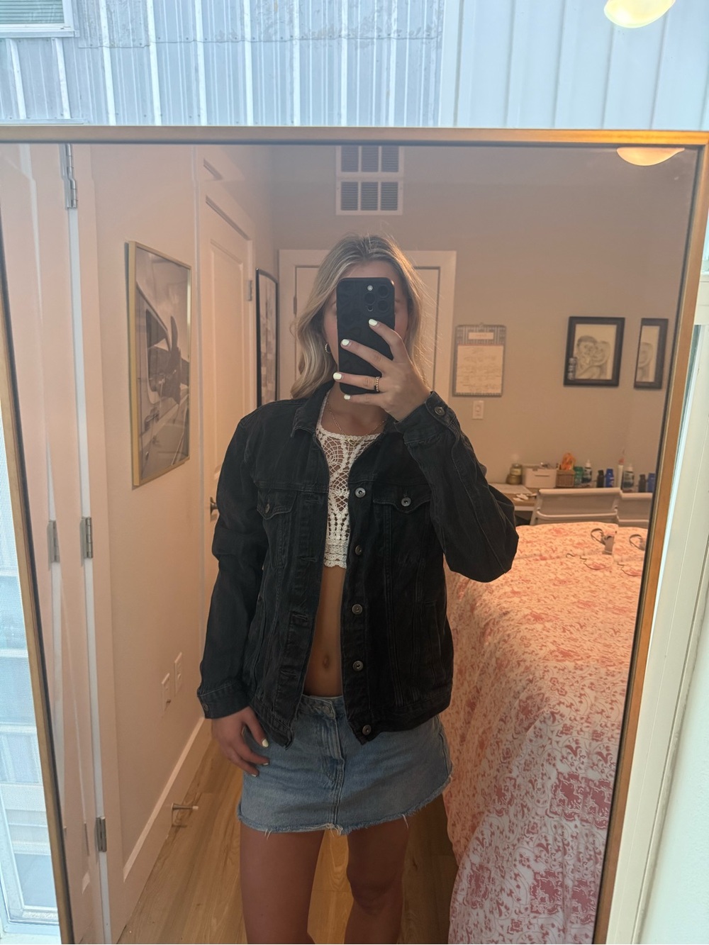 Black Denim Jacket - Women’s Classic Button-Up